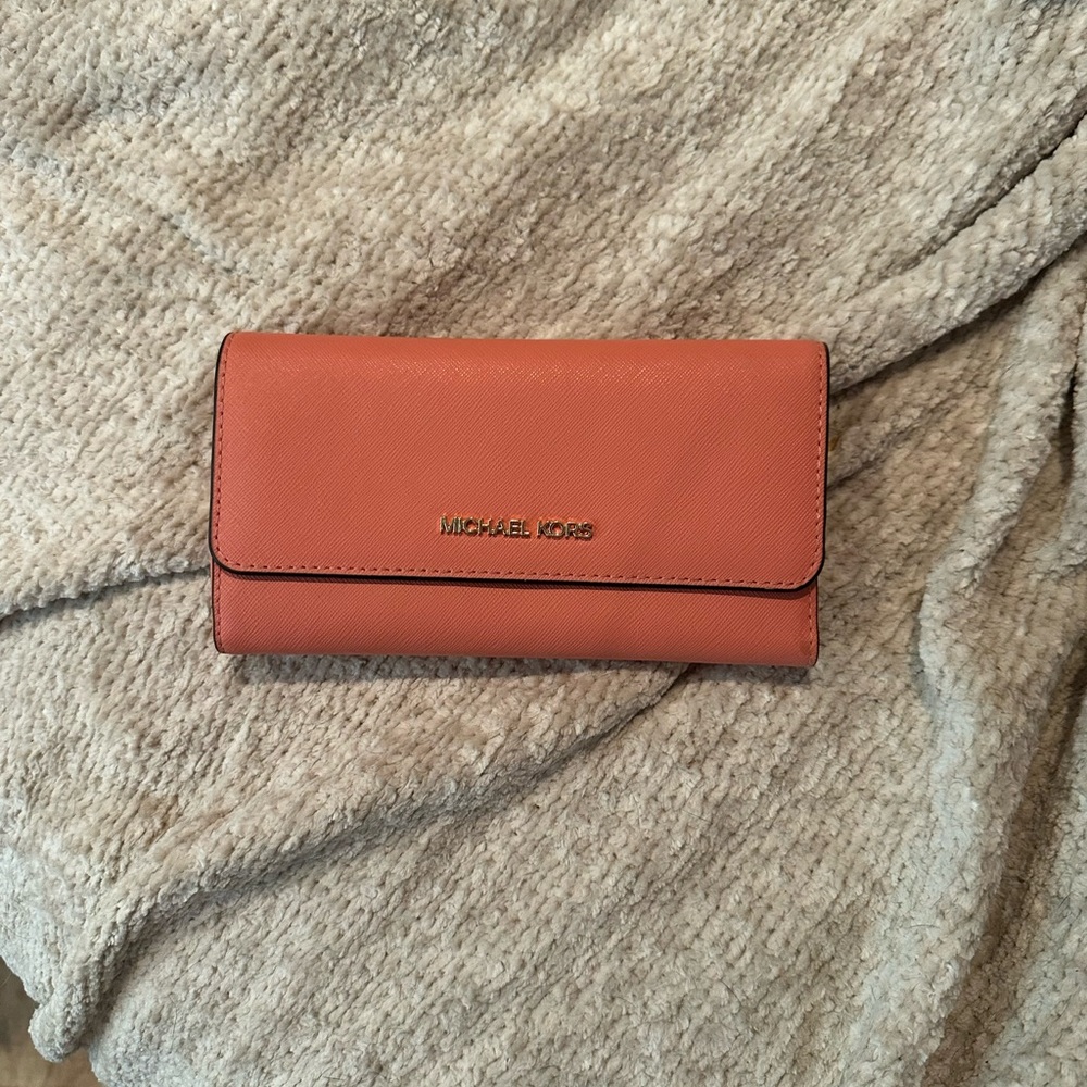 Michael Kors dark bubblegum, pink trifold wallet